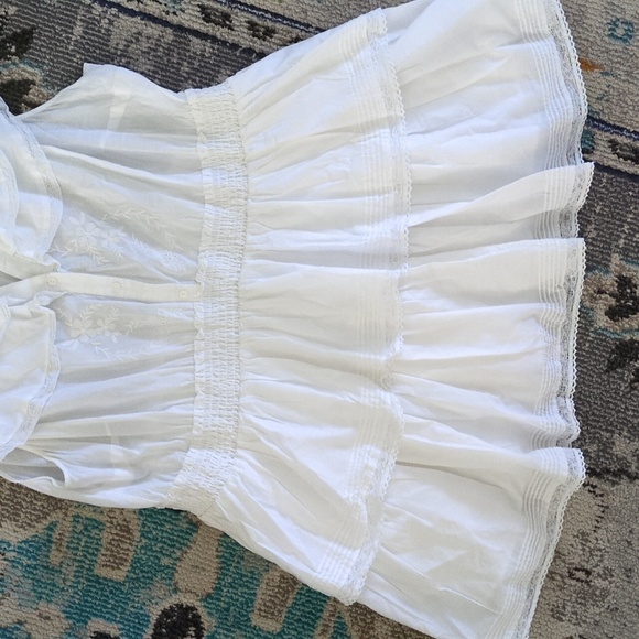 LoveShackFancy Target Penelope White Ruffle Embroidered Cotton Mini Dress 2X - Picture 12 of 15